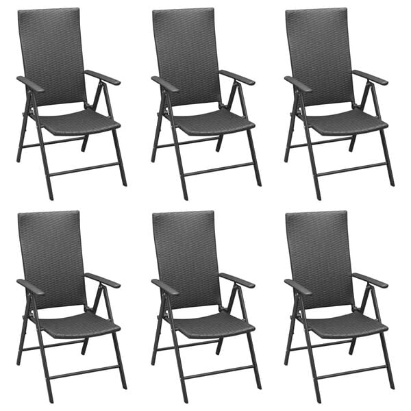 vidaXL Garden Dining Set Black PE rattan Medium Multi-Position Backrest