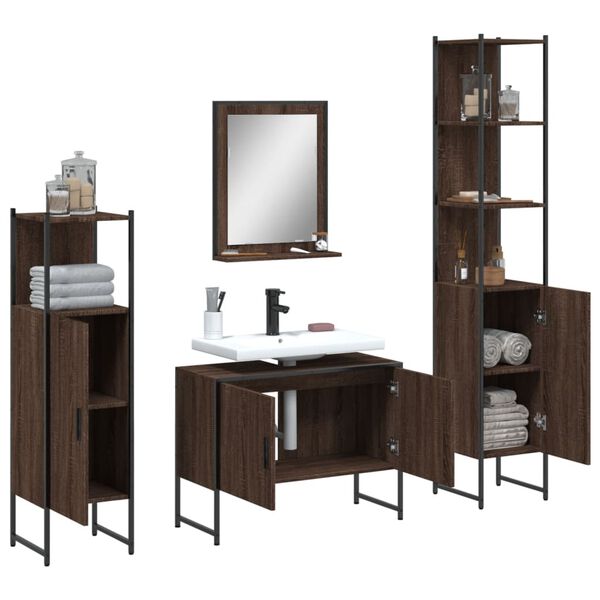 vidaXL Bathroom Cabinet Set Brown oak
