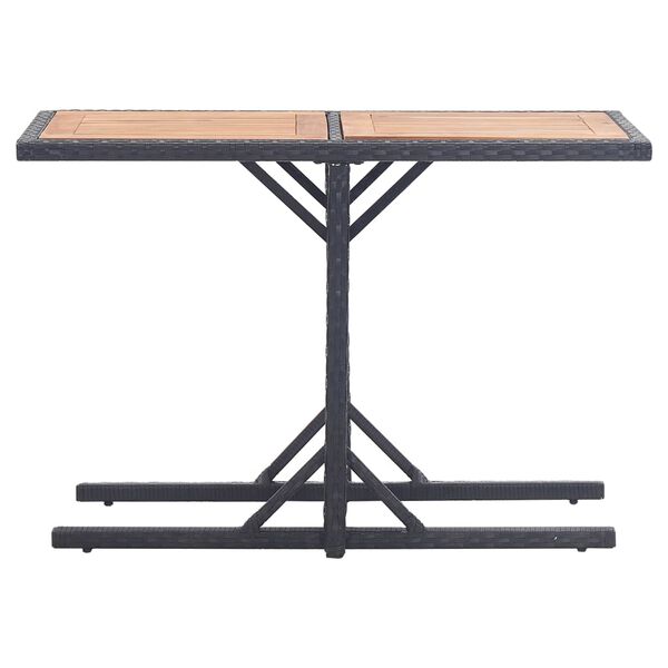 vidaXL Outdoor Table Black Poly rattan and solid acacia wood Medium