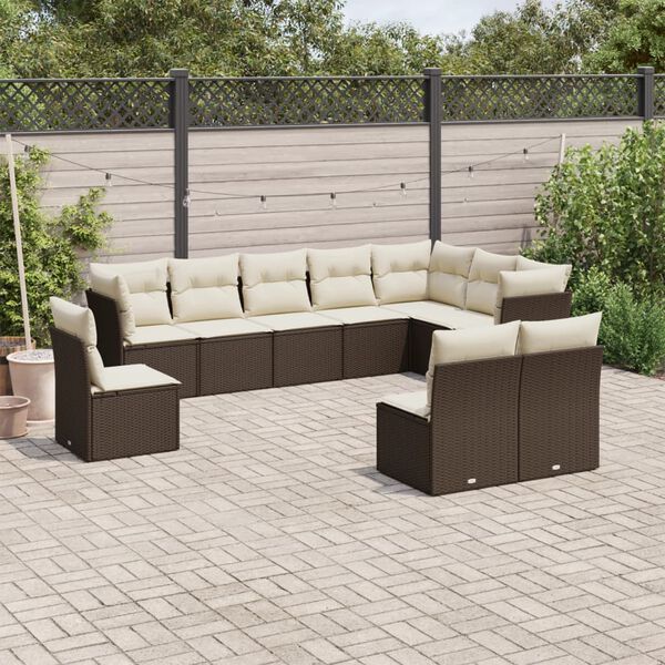 vidaXL Garden Sofa Set Brown PE Rattan Large Modular Garden Sofa Set
