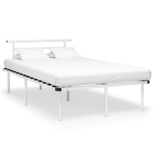 vidaXL Bed Frame White Powder-coated metal, plywood Full Durable