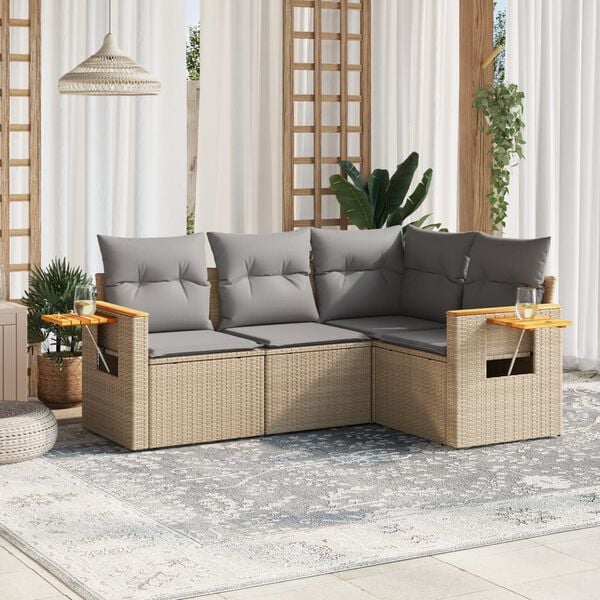 vidaXL Garden Sofa Set Beige, Light Grey