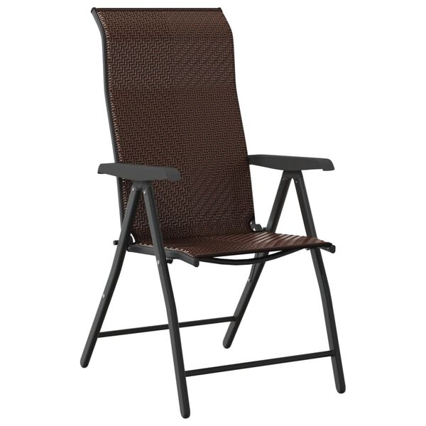 vidaXL Garden Chair Set of 4 Brown PE rattan Medium Foldable