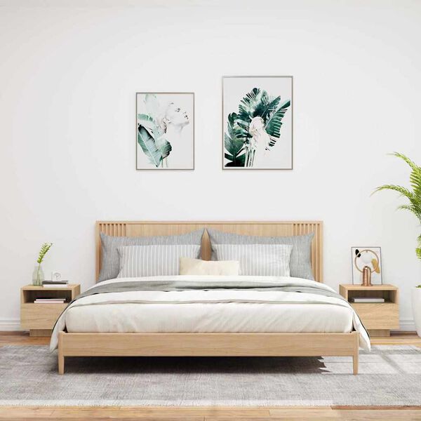 vidaXL Bedside Cabinet Set of 2 Sonoma Oak Engineered Wood Medium