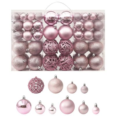 vidaXL 100 Piece Christmas Ball Set Pink