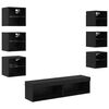 vidaXL TV Cabinet with LED Strip Lights 8 pcs Black Oak Glass
