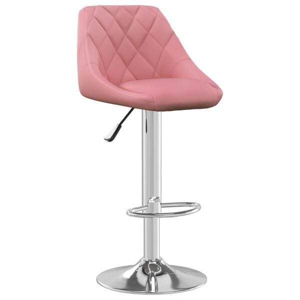 vidaXL Bar Stool Set of 2 Pink Velvet (100% polyester), chrome steel