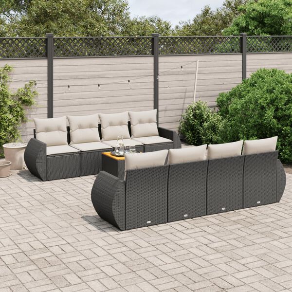 vidaXL Garden Sofa Set Black, Cream