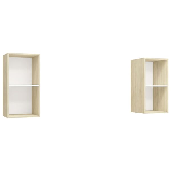 vidaXL TV Cabinet Set of 2 White and Sonoma Oak Engineered wood