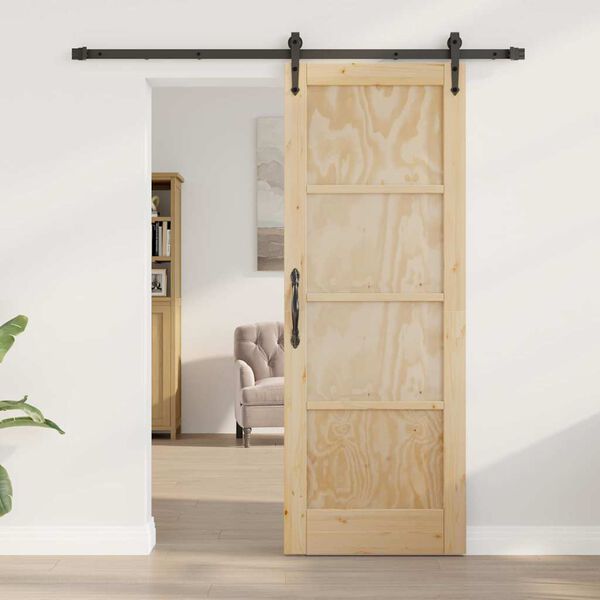 vidaXL Sliding Door ORKDAL Brown 28.94 x 78.15 in Solid Pine Wood