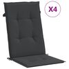 vidaXL Reclining Garden Chair Set of 4 Black Solid Teak Wood Standard