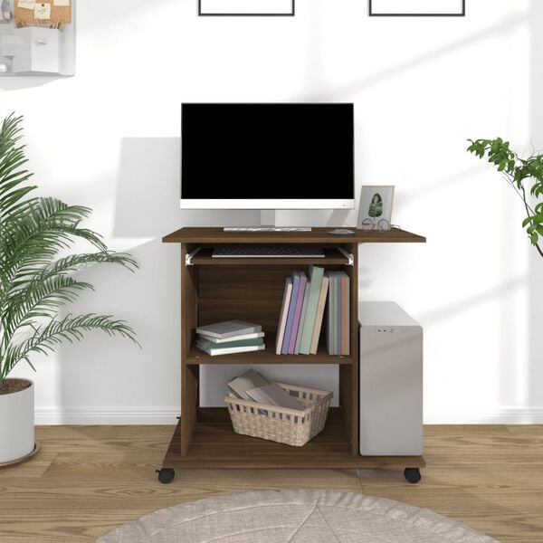 vidaXL Computer Desk Brown Oak Engineered wood Compact Computer Desk