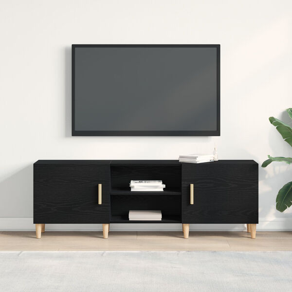 vidaXL TV Cabinet Black Oak 150 x 30 x 50 cm Engineered Wood