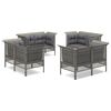 vidaXL 8 Piece Patio Lounge Set with Cushions Grey Poly Rattan