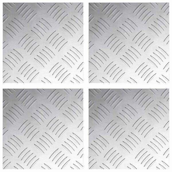vidaXL Stair Tread Square 4 pcs Silver 7.87 x 7.87 in Aluminium