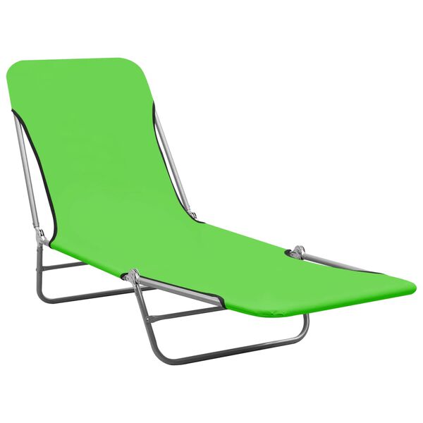 vidaXL Sunlounger Set of 2 Green Powder-coated steel and Oxford fabric