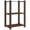 vidaXL 3-Tier Storage Rack Brown 23.6x15.0x35.4" Solid Wood Pine