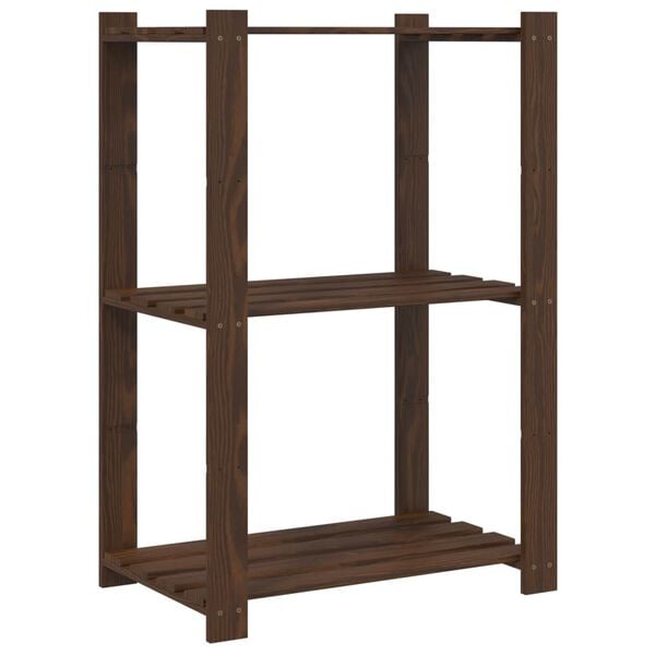 vidaXL 3-Tier Storage Rack Brown 23.6x15.0x35.4" Solid Wood Pine