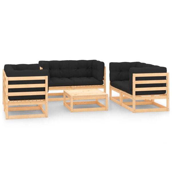 vidaXL Garden Lounge Set Natural wood, Anthracite
