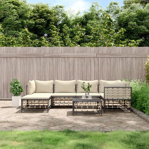vidaXL Garden Lounge Set Anthracite Poly Rattan Large Modular
