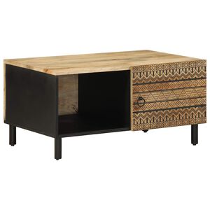 vidaXL Coffee Table Black Solid rough mango wood, iron Medium