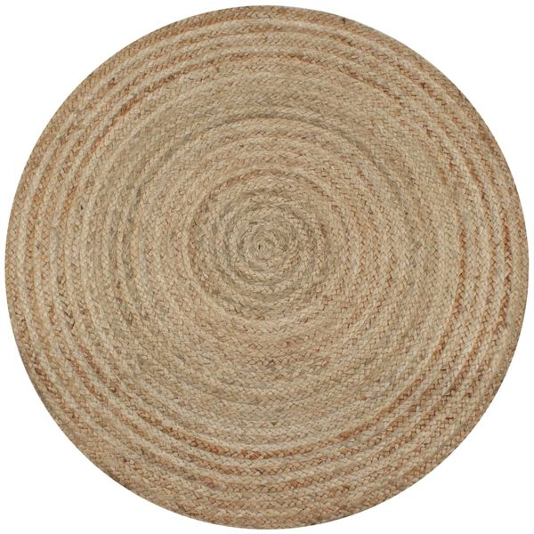 vidaXL Area Rug Natural 100% Jute 47.2 in Durable Area Rug Round
