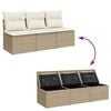 vidaXL Garden Sofa Beige PE Rattan 3-seater Modular Garden Sofa
