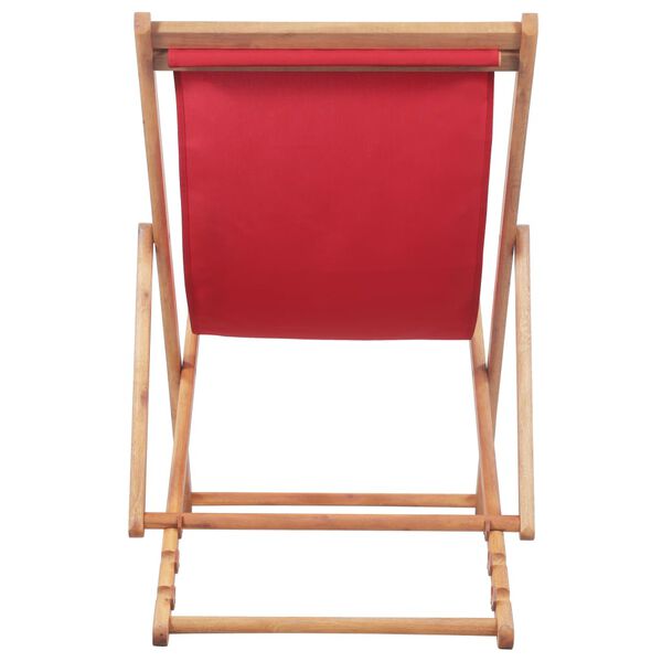 vidaXL Beach Chair Red Solid Eucalyptus wood, Polyester Medium Foldable