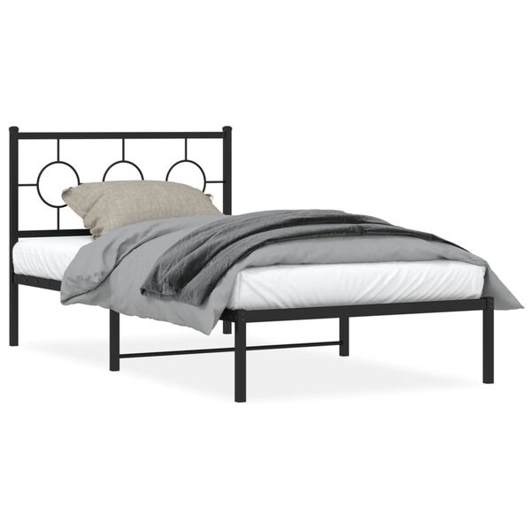 vidaXL Bed Frame Black Powder-Coated Steel 39.4 x 78.7 in Bed Frame
