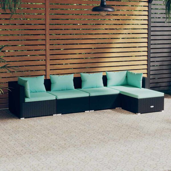 vidaXL Garden Lounge Set Black PE Rattan Large Modular