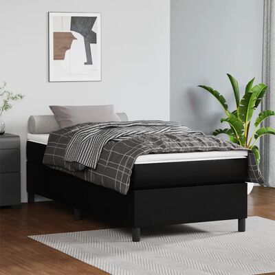 vidaXL Box Spring Bed with Mattress Black 39.4"x74.8" Twin Faux Leather