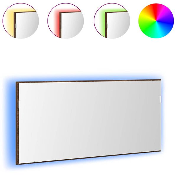 vidaXL Mirror Brown oak 31.50 x 14.57 in Glass and Engineered Wood