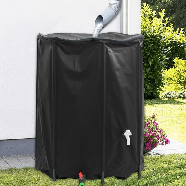 vidaXL Water Tank Black PVC Medium Foldable Water Tank Cylindrical
