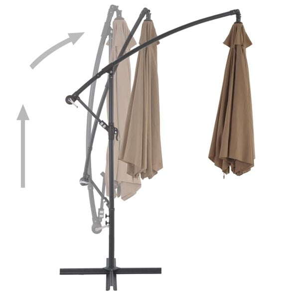 vidaXL Cantilever Umbrella Taupe Polyester, Metal Large Tiltable