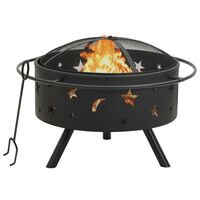 vidaXL Fire Pit with Poker 29.9" XXL Steel