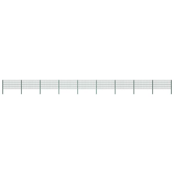 vidaXL Fence Panel with Posts Iron 613.3"x31.5" Green