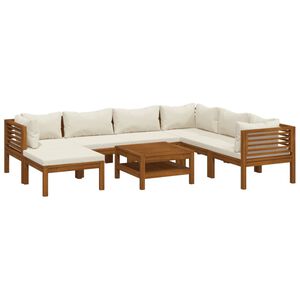 vidaXL Garden Lounge Set Cream, Natural Wood