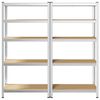 vidaXL 5-Layer Storage Shelves 2 pcs Silver Steel&Engineered Wood