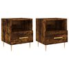 vidaXL Bedside Cabinet Set of 2 Smoked Oak Engineered Wood, Iron Medium