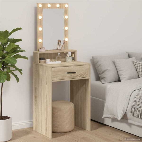 vidaXL Dressing Table Brown 19.69 x 16.14 x 55.12 in Engineered Wood