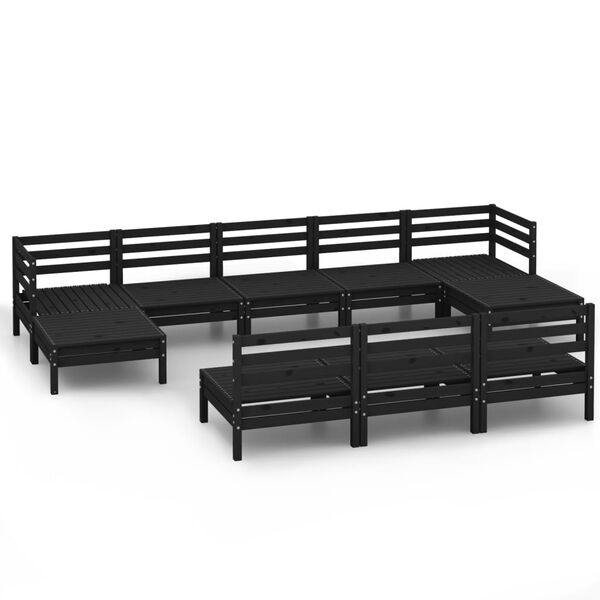 vidaXL Garden Lounge Set Black Solid pine wood Medium Modular