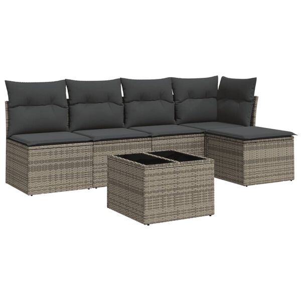 vidaXL Garden Sofa Set Grey PE rattan Large Adjustable Feet