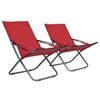 vidaXL Folding Beach Chairs 2 pcs Fabric Red