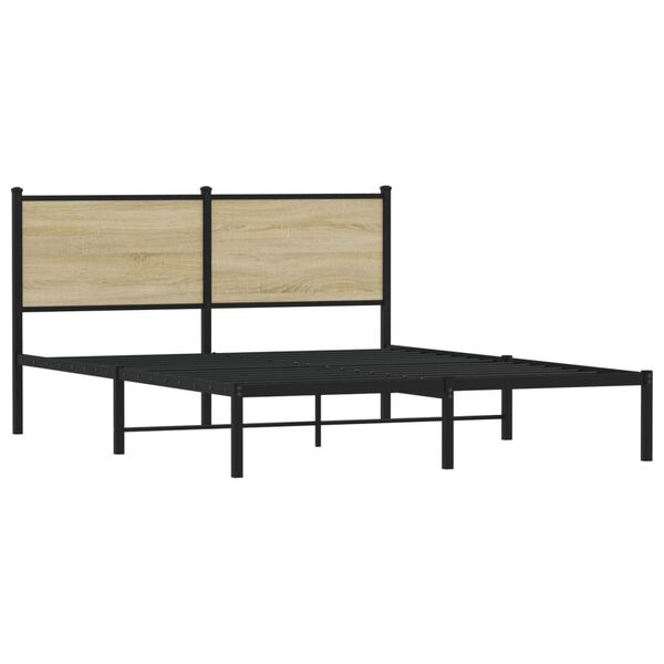 vidaXL Bed Frame Sonoma Oak Steel, Engineered Wood King Size Bed Frame