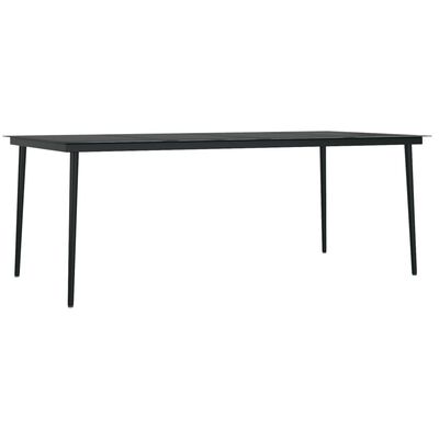 vidaXL Patio Dining Table Black 78.7"x39.4"x29.1" Steel and Glass