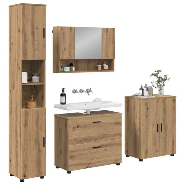 vidaXL Bathroom Furniture Set 4 pcs artisan oak Engineered wood