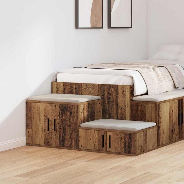 vidaXL Storage Cabinet 2 pcs Old Wood 46.46 x 16.14 x 15.75 in