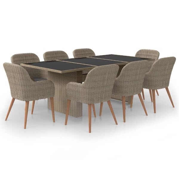 vidaXL Dining Set Brown PE Rattan 78.7 x 39.4 in Seats Many