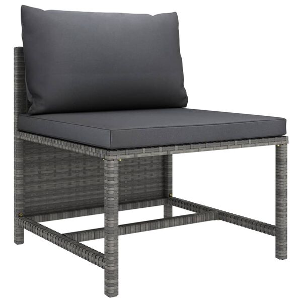 vidaXL Garden Sofa Grey PE rattan, steel, polyester 3-Seater