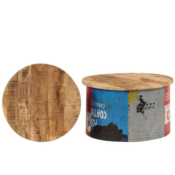 vidaXL Coffee Table Set of 2 Multicolor Solid mango wood, old tin sheet